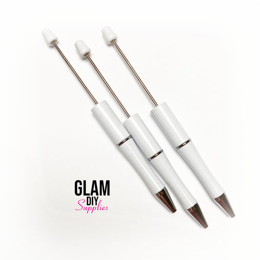 Beadable Pens - GLITTER WHITE
