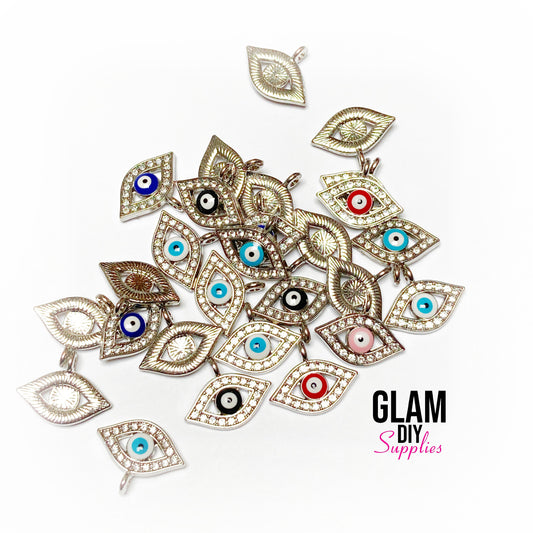 Rhinestone Evil Eye Charm - Mixed Colors