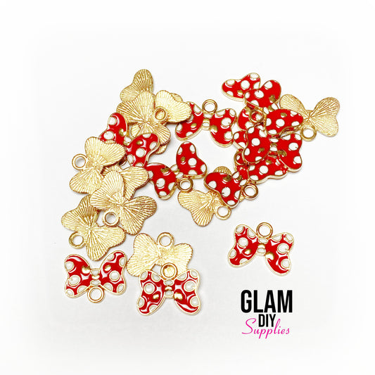 Red Polka dot Bow Charm